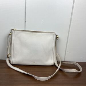 Fossil Leather Emma Crossbody Ivory/Coconut Color Purse Please Read